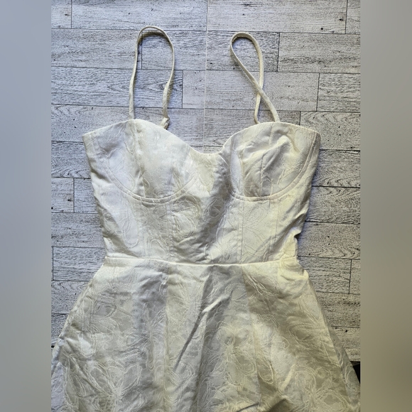 Lulus Meet Me For Tea White Jacquard Bustier Midi Dress - Picture 6 of 8